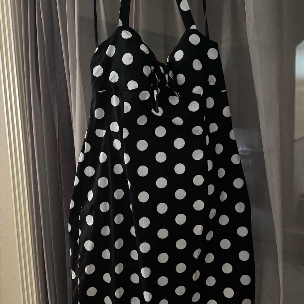 Karin Stevens Black Dress with White Polka Dots